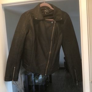 Nicole Miller Faux Black Leather Jacket